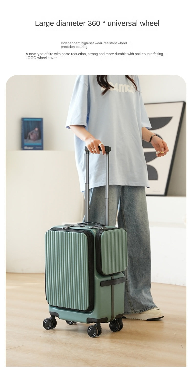 KLQDZMS Carry-on Suitcase Front Opening Laptop Boarding Case 20 Inch USB Charging Trolley Case Password Box Cabin Luggage