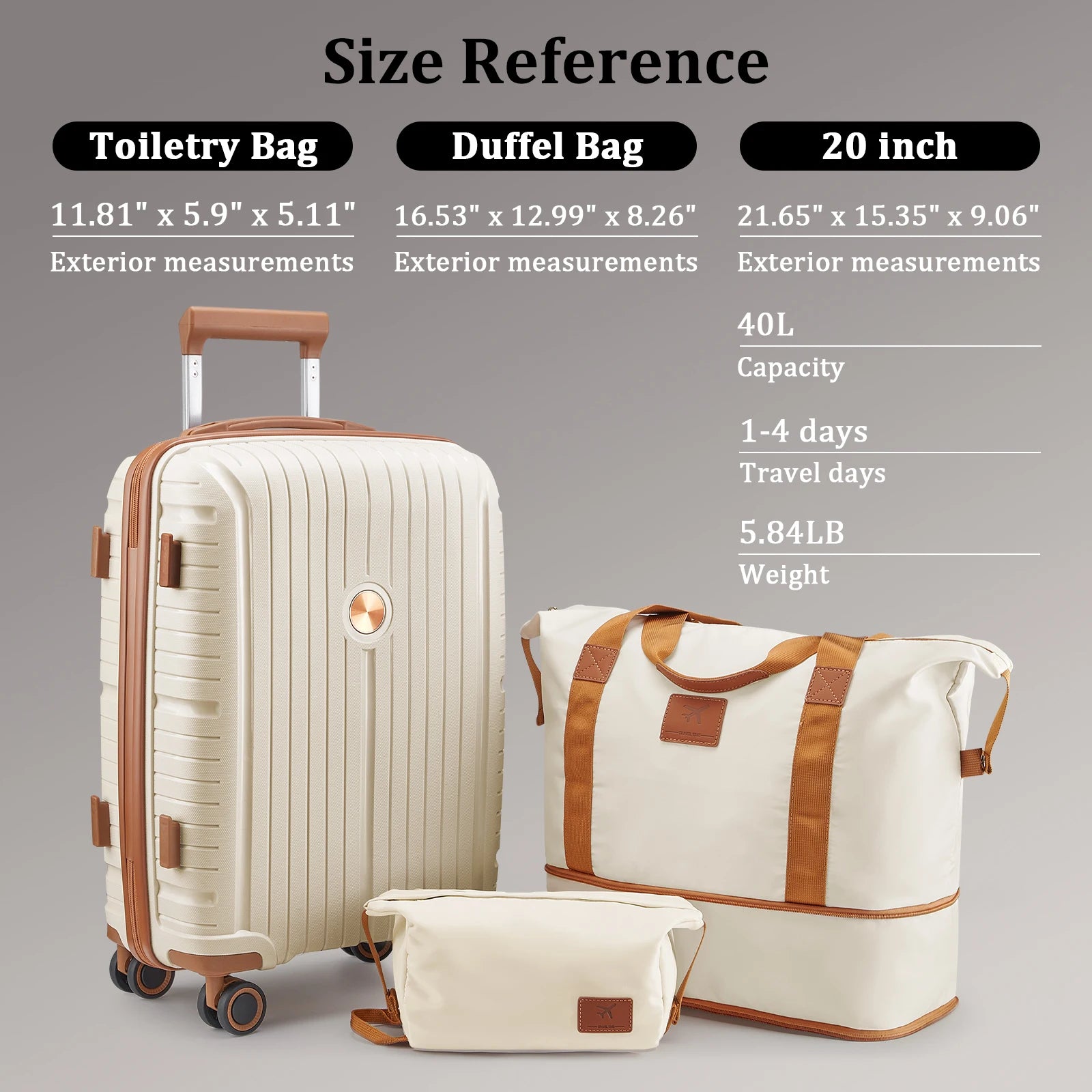 Joyway Sets 5 Piece Suitcase Set, PP Hardshell Carry on Suitcase Set, Travel Suitcases with Double Spinner Wheels and TSA Lock