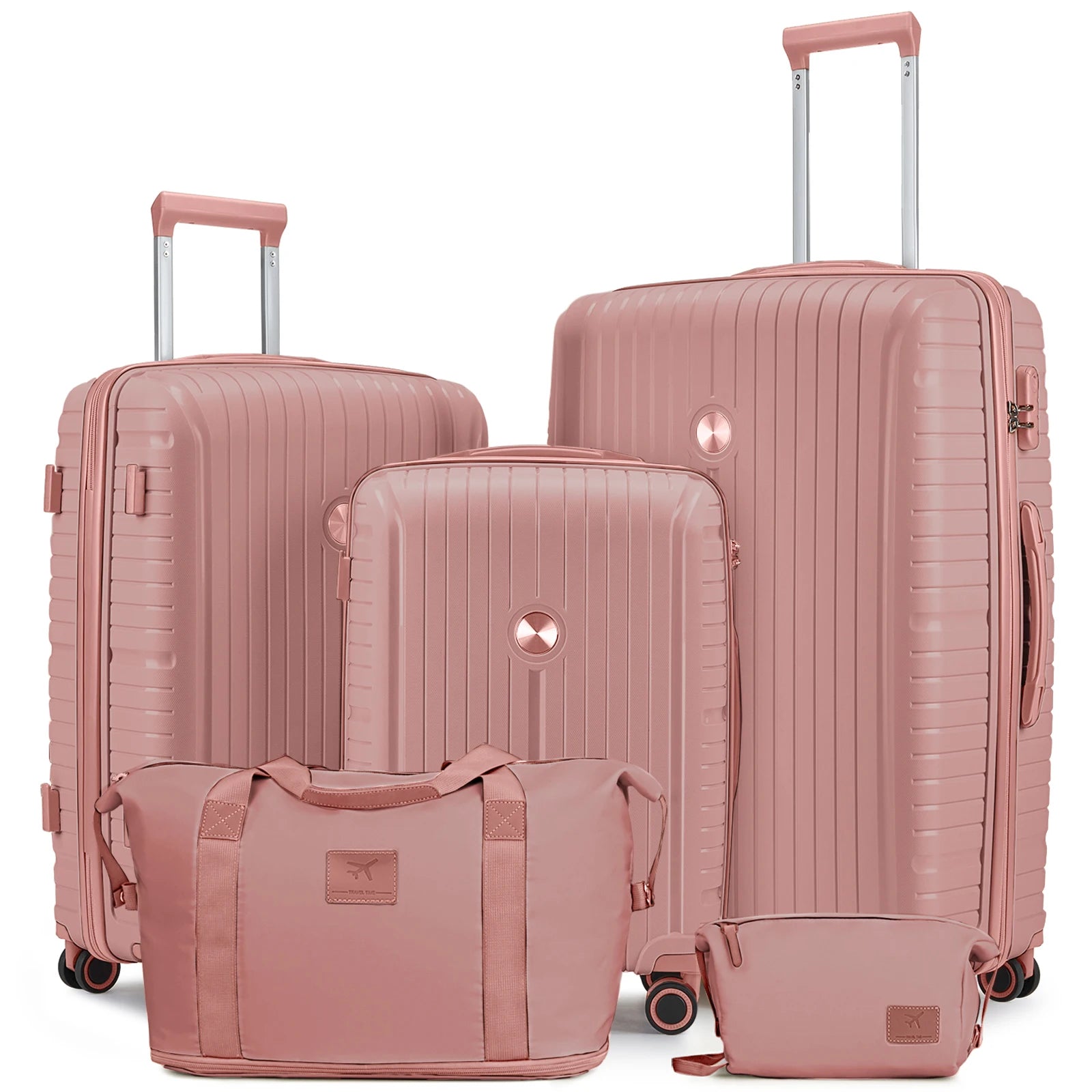 Joyway Sets 5 Piece Suitcase Set, PP Hardshell Carry on Suitcase Set, Travel Suitcases with Double Spinner Wheels and TSA Lock