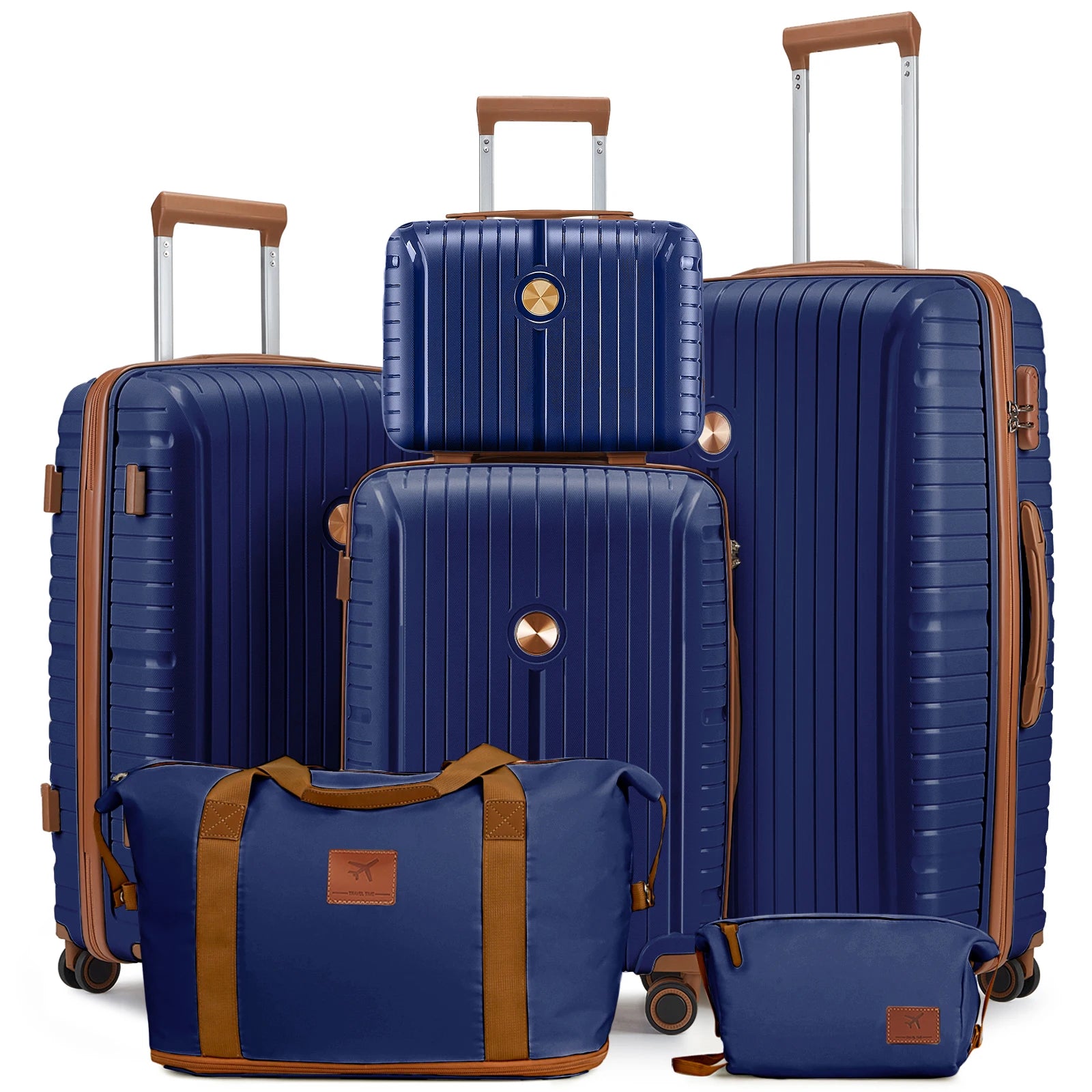 Joyway Sets 5 Piece Suitcase Set, PP Hardshell Carry on Suitcase Set, Travel Suitcases with Double Spinner Wheels and TSA Lock