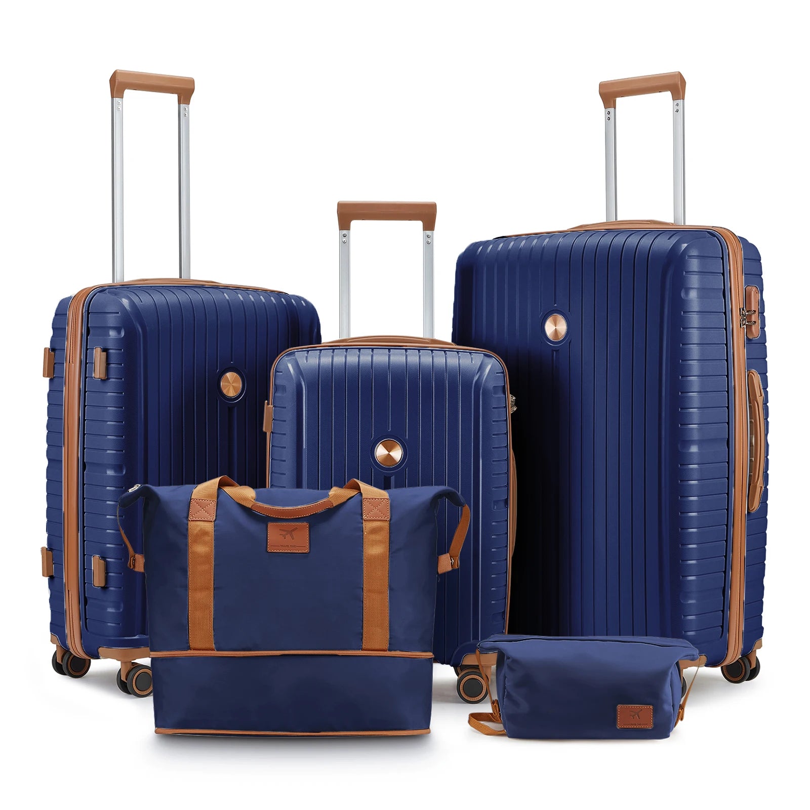Joyway Sets 5 Piece Suitcase Set, PP Hardshell Carry on Suitcase Set, Travel Suitcases with Double Spinner Wheels and TSA Lock