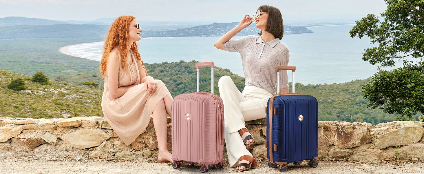 Joyway Sets 5 Piece Suitcase Set, PP Hardshell Carry on Suitcase Set, Travel Suitcases with Double Spinner Wheels and TSA Lock