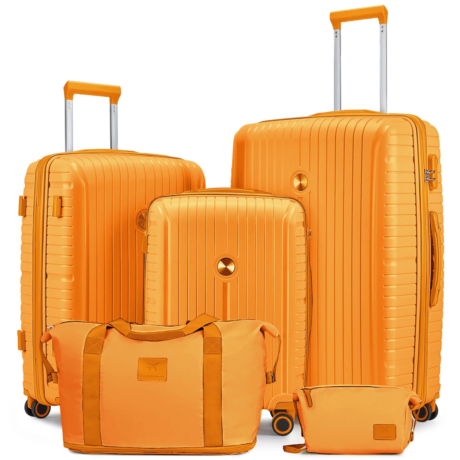 Joyway Sets 5 Piece Suitcase Set, PP Hardshell Carry on Suitcase Set, Travel Suitcases with Double Spinner Wheels and TSA Lock