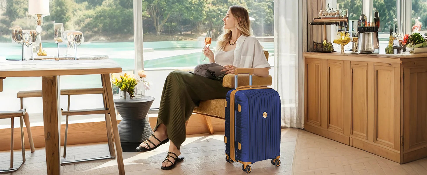 Joyway Sets 5 Piece Suitcase Set, PP Hardshell Carry on Suitcase Set, Travel Suitcases with Double Spinner Wheels and TSA Lock