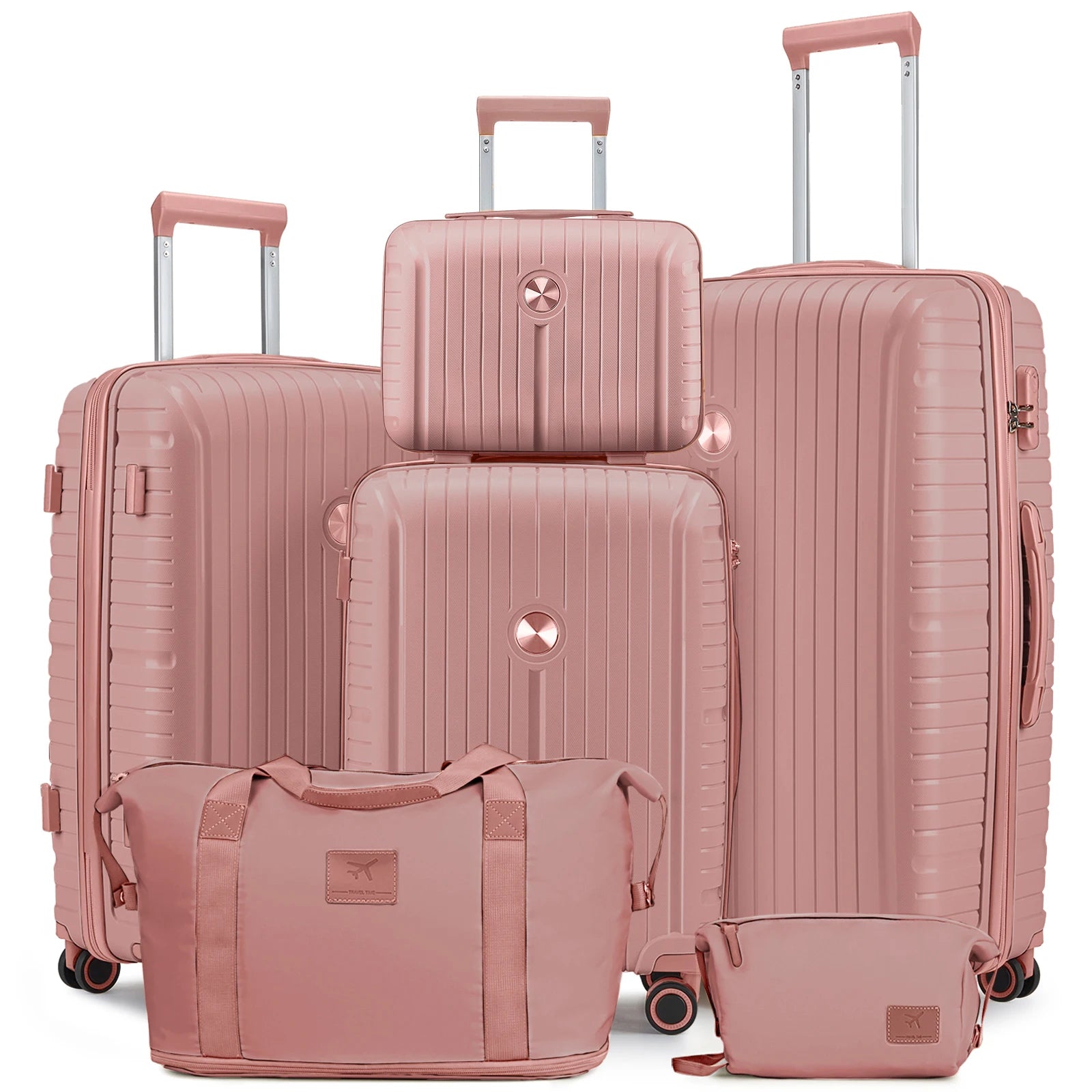 Joyway Sets 5 Piece Suitcase Set, PP Hardshell Carry on Suitcase Set, Travel Suitcases with Double Spinner Wheels and TSA Lock