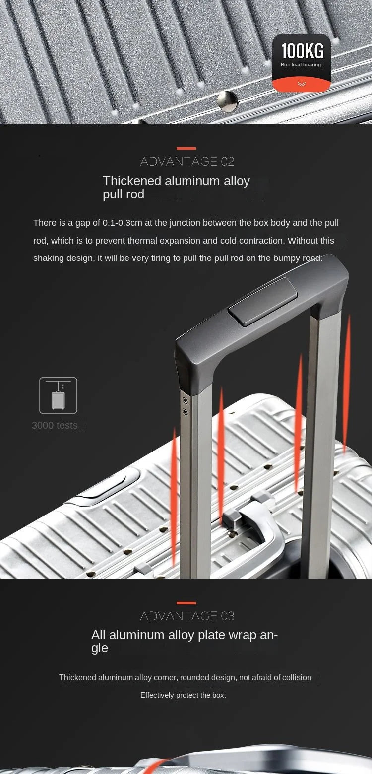 New All Aluminum Travel Luggage High End Fashion Luggage Perfect For Boarding Spinner International Brand Travel Suitcase
