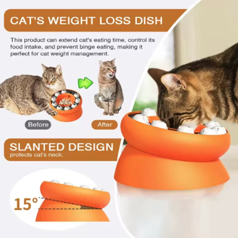 Interactive Cat Toys Slow Feeder Bowl Puzzle Feeder for Indoor Cats Pet Toy Aid for Digestion And Mental Stimulation