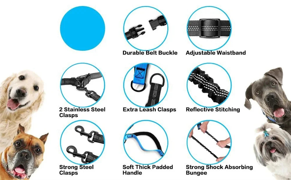 Hands Free Dog  Leash for Pet Walking Running Retractable Elastic Belt Dog Traction Rope for Running Walking Pet Products