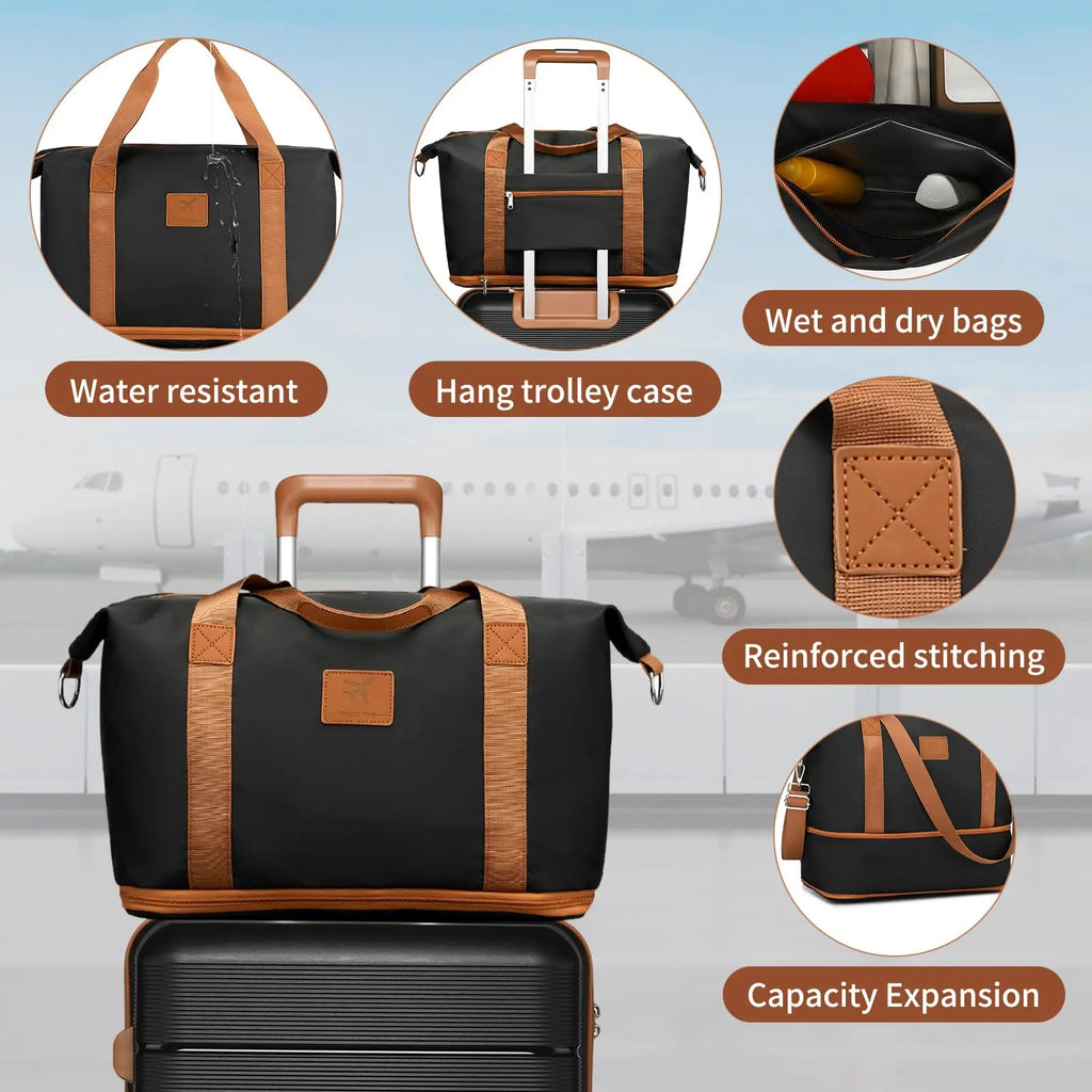 British Traveller Lightweight Hard Shell Luggage Set with TSA Lock, Spinner Wheels, 20" 24" 28" Travel Suitcases,Black
