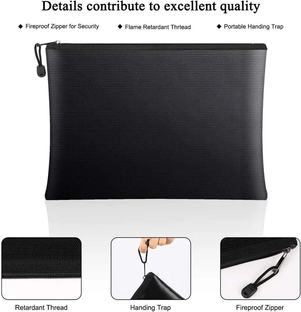 Waterproof Money Bags Fire Safe Storage Pouch with Zipper Cash File Envelope Holder for Home Office Fireproof Document Bag