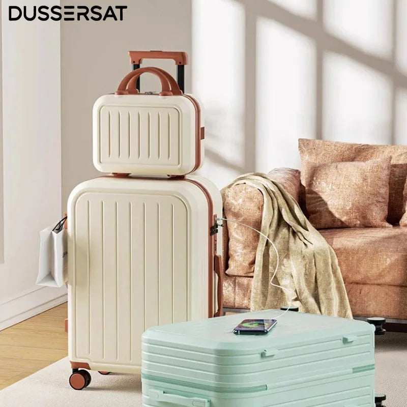Pastel Color 20/22/24/26/28 Inch Carry On Luggage Set, 2-Piece Lightweight Spinner Suitcase, Girls' Matching Travel Bags