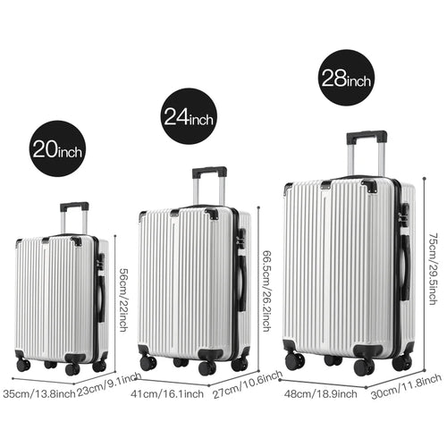 3pcs Luggage with Corner Protectors 20/24/28-Inch Durable Hard Shell 360 Spinner Wheels Multifunctional Large Capacity Lightweig