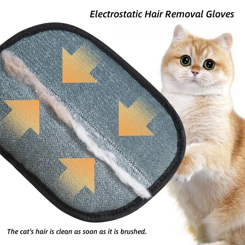 Pet Hair Remover Gloves Electrostatic for Cats Dogs, Reusable Washable Grooming Glove with 2-in-1 Lint Roller Brush - Safe Non-T