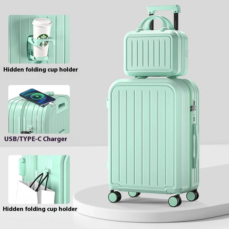 Pastel Color 20/22/24/26/28 Inch Carry On Luggage Set, 2-Piece Lightweight Spinner Suitcase, Girls' Matching Travel Bags