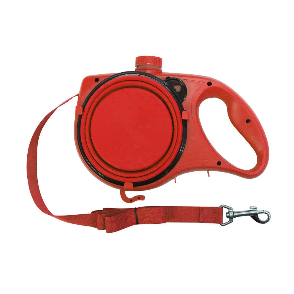 Detachable Retractable Dog Leash Builtin Water Bottle with Water Bowl Dog Traction Rope Plastic Waste Bag Container