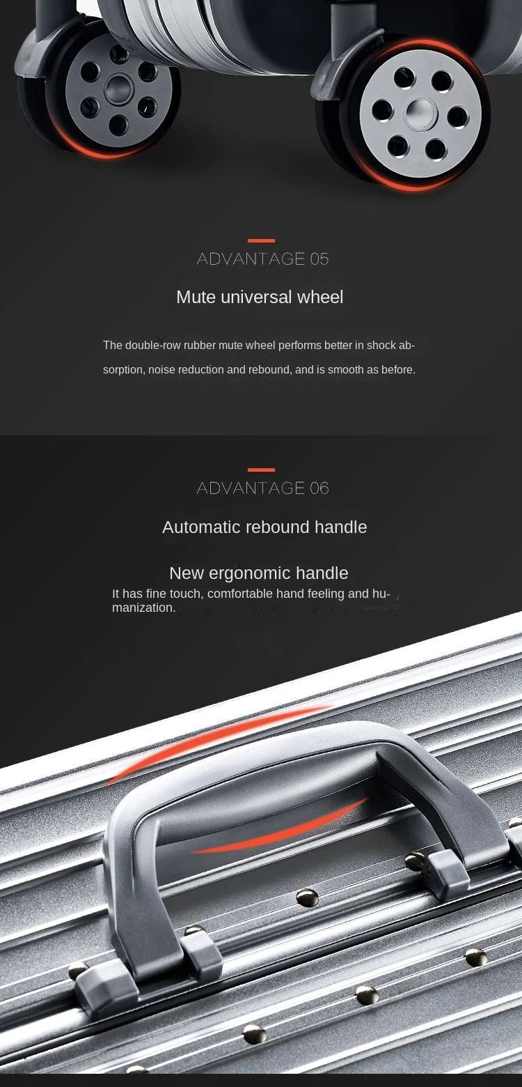 New All Aluminum Travel Luggage High End Fashion Luggage Perfect For Boarding Spinner International Brand Travel Suitcase
