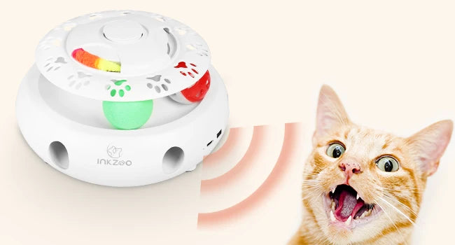 INKZOO 4-in-1 Interactive Cat Toys for Indoor Cats, Automatic 6 Holes Mice Whack-A-Mole, Fluttering Butterfly, Track Balls, USB