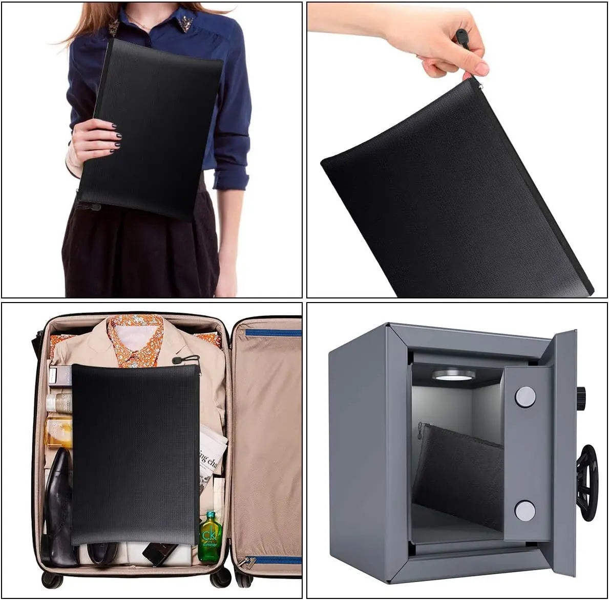 Waterproof Money Bags Fire Safe Storage Pouch with Zipper Cash File Envelope Holder for Home Office Fireproof Document Bag