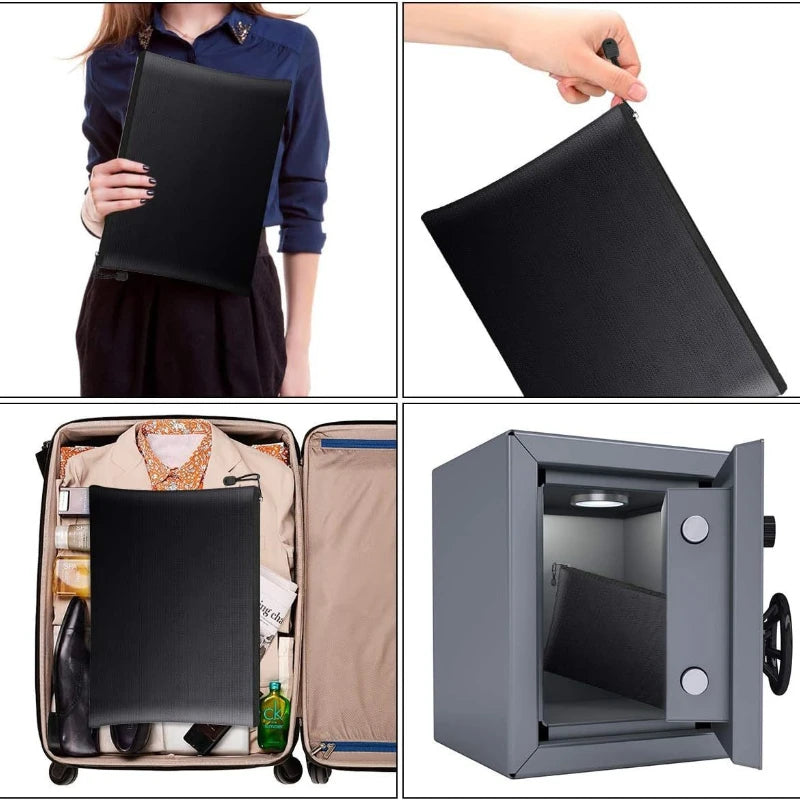 Waterproof Money Bags Fire Safe Storage Pouch with Zipper Cash File Envelope Holder for Home Office Fireproof Document Bag