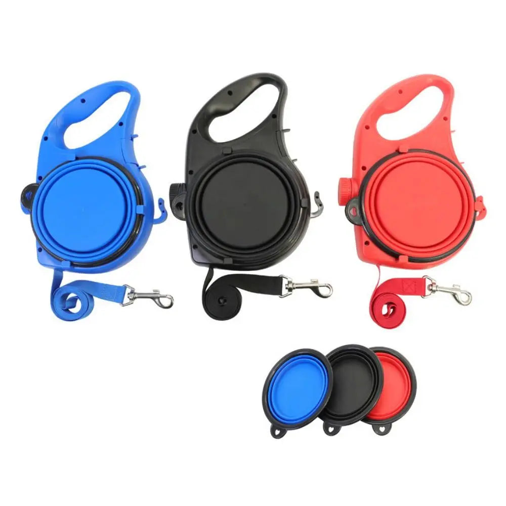 Detachable Retractable Dog Leash Builtin Water Bottle with Water Bowl Dog Traction Rope Plastic Waste Bag Container