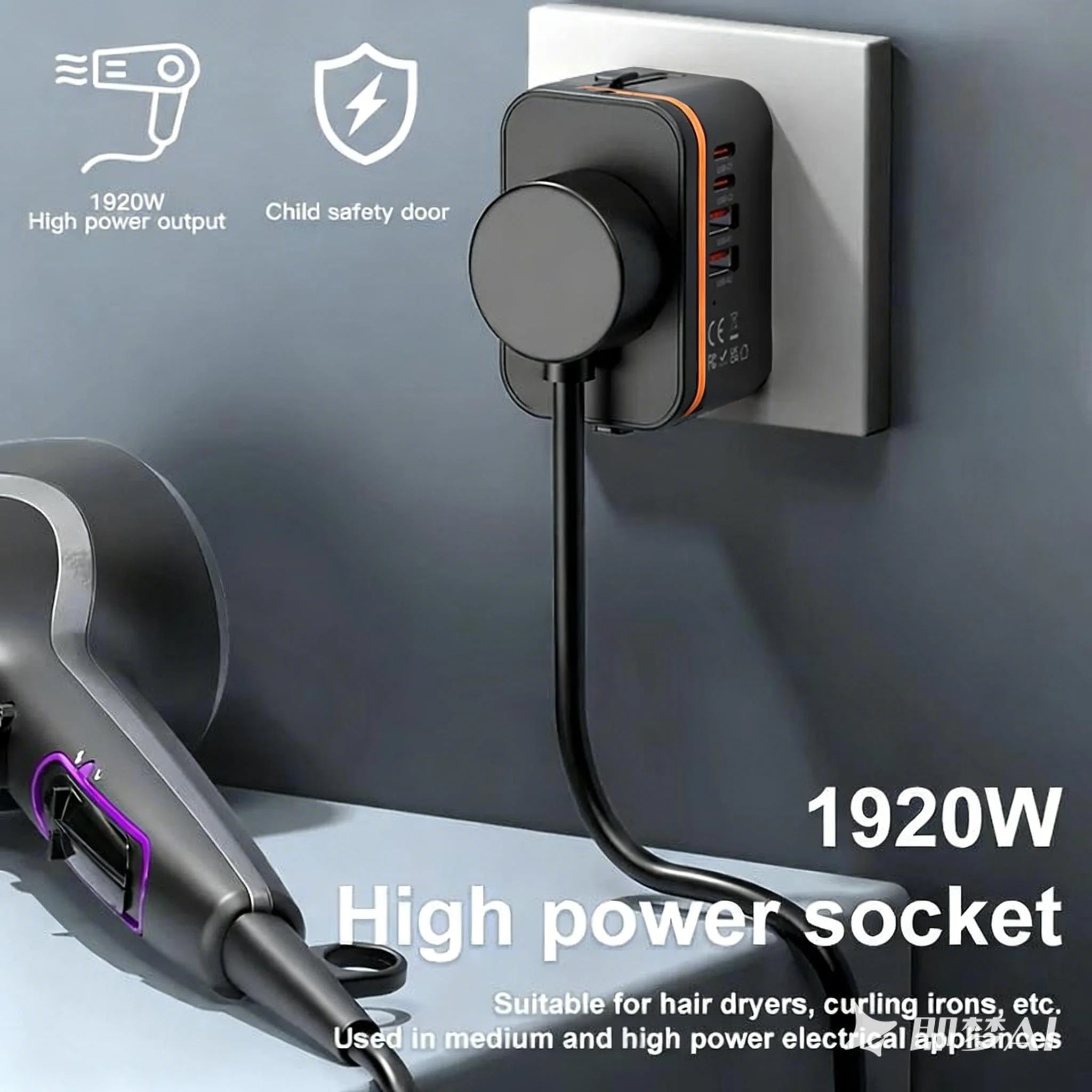 5-In-1 Travel Charger,World All In One Universal Travel Adapter, Two PD20W +Two QC3.0 FAST Charging Ports For Travel, Home