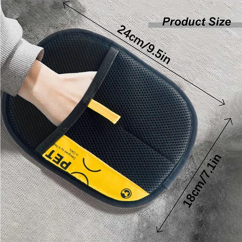 Pet Hair Remover Gloves Electrostatic for Cats Dogs, Reusable Washable Grooming Glove with 2-in-1 Lint Roller Brush - Safe Non-T