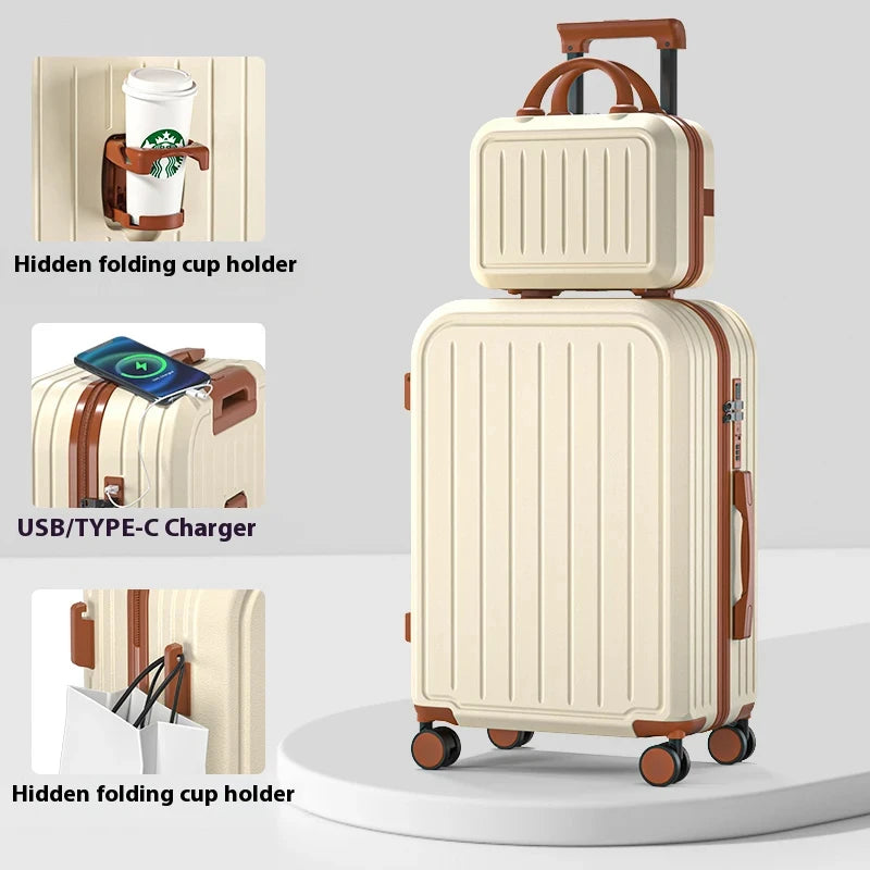Pastel Color 20/22/24/26/28 Inch Carry On Luggage Set, 2-Piece Lightweight Spinner Suitcase, Girls' Matching Travel Bags