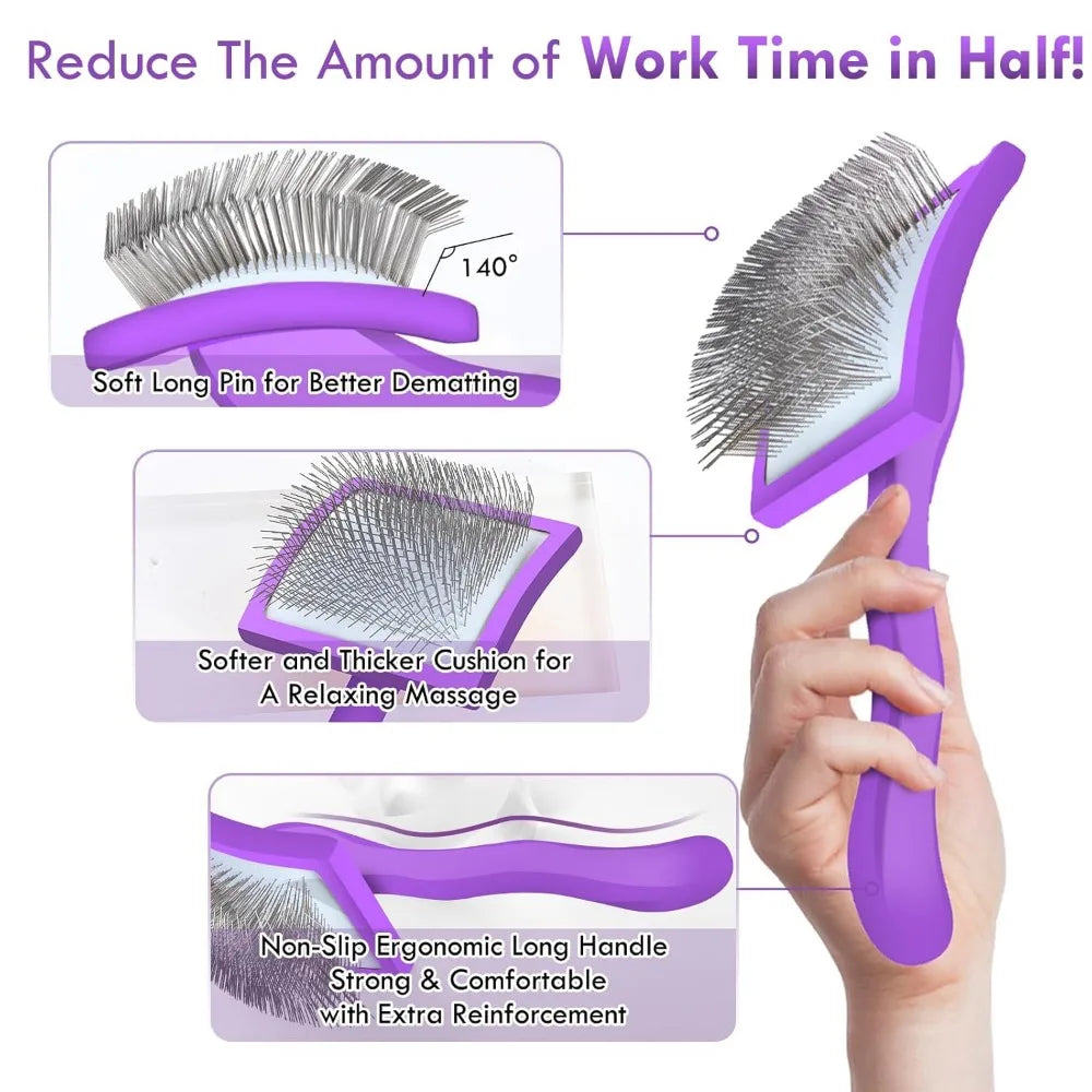 Pet Grooming Hair Remover Brush Manual Household Beauty Hairbrush Long Handle Professional Reusable Deshedding Rake