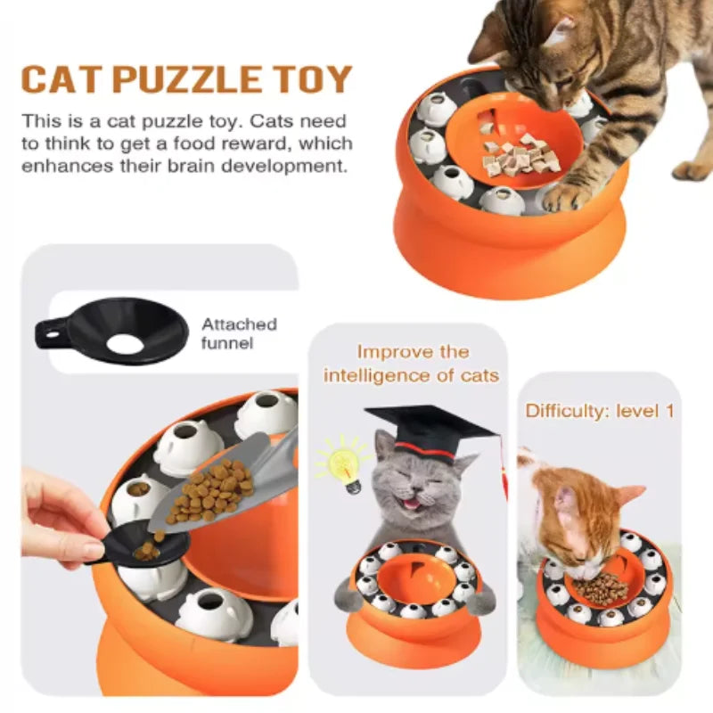 Interactive Cat Toys Slow Feeder Bowl Puzzle Feeder for Indoor Cats Pet Toy Aid for Digestion And Mental Stimulation