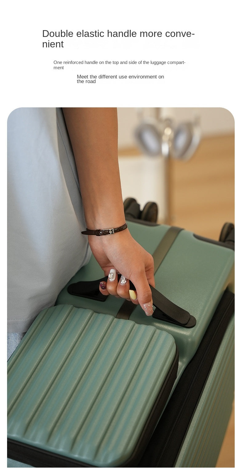 KLQDZMS Carry-on Suitcase Front Opening Laptop Boarding Case 20 Inch USB Charging Trolley Case Password Box Cabin Luggage